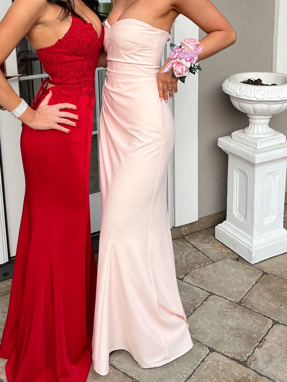 Lovers + Friends Strapless Blush Pink Satin Prom Gown